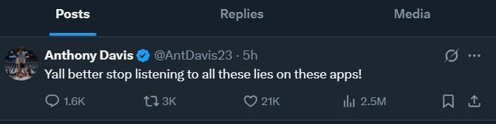 hth sports-浓眉发文驳斥Shams报道：你们最好别听信这些谣言！